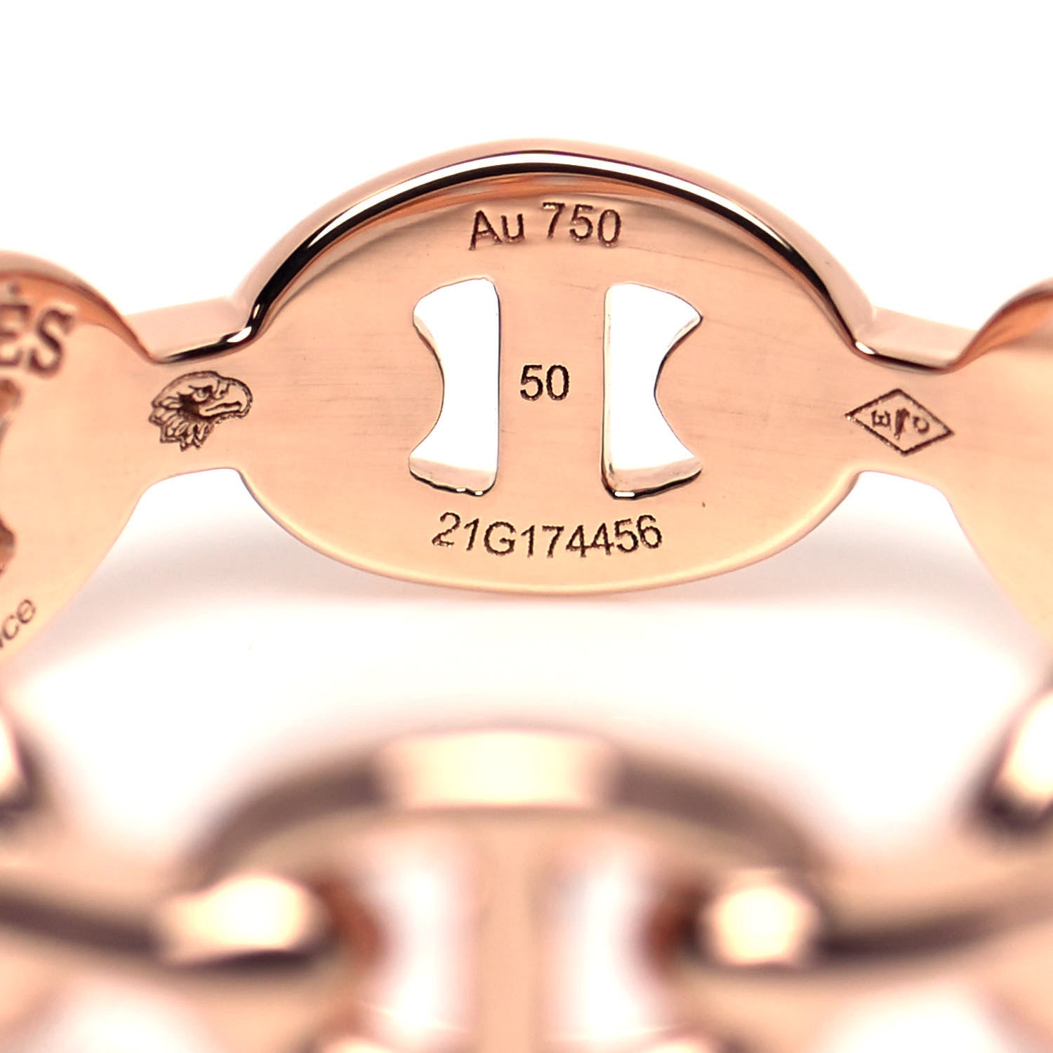 Hermes 18K Rose Gold PM Chaine D'Ancre Enchainee Ring 50 5.25 5 of 6