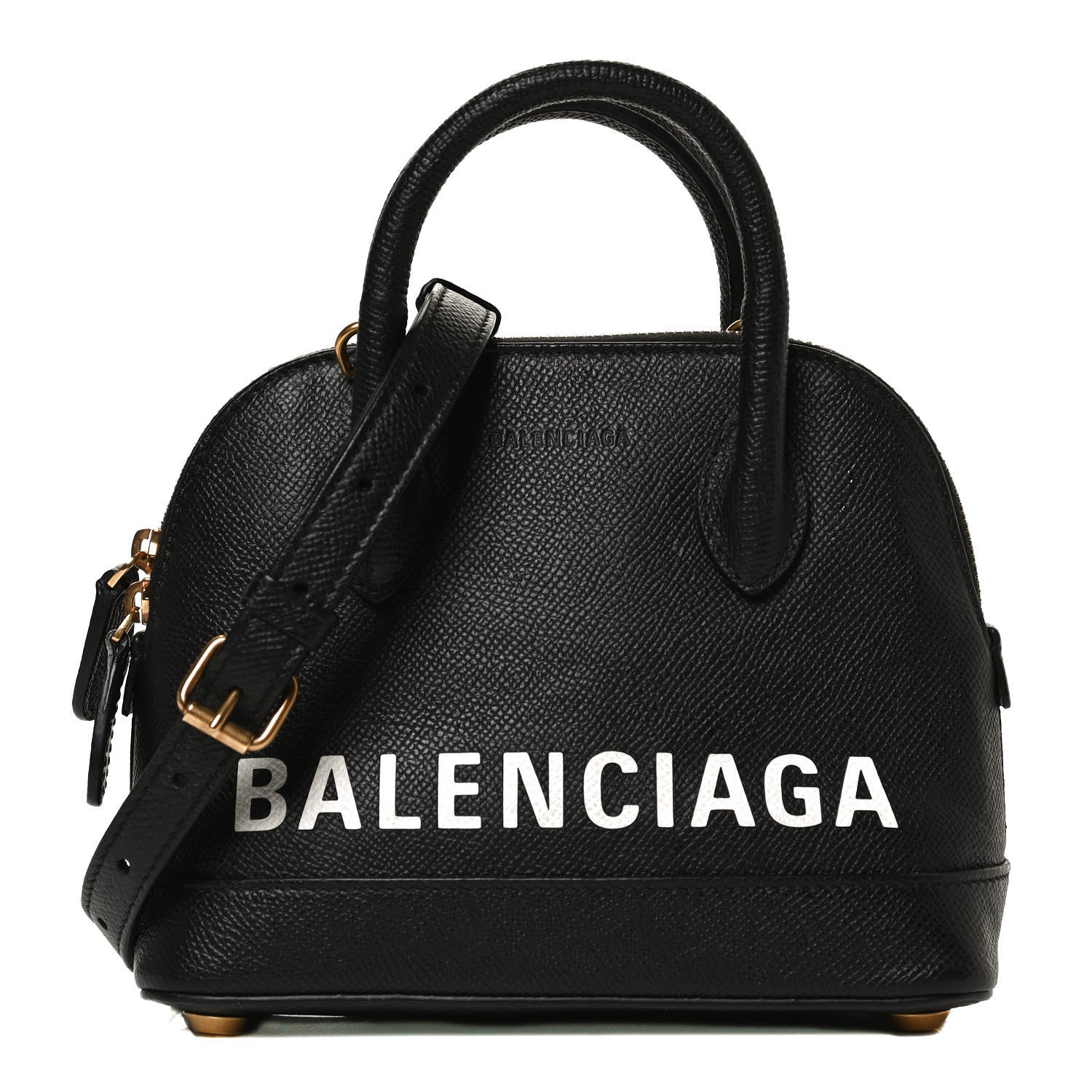 Balenciaga Signature Grained Calfskin XXS Ville Top Handle Bag Black White 1 of 13