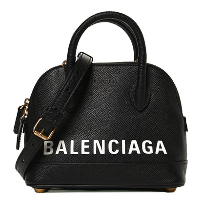 Balenciaga Signature Grained Calfskin XXS Ville Top Handle Bag Black White 1 of 13