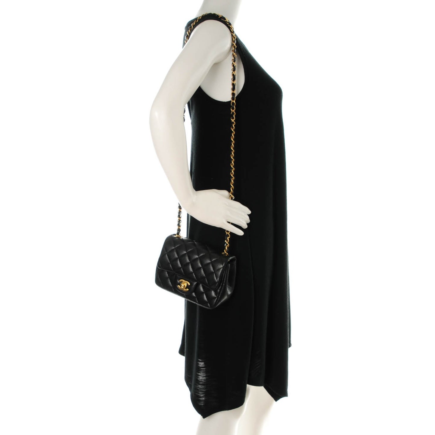 Caviar Quilted Mini Square Flap Black