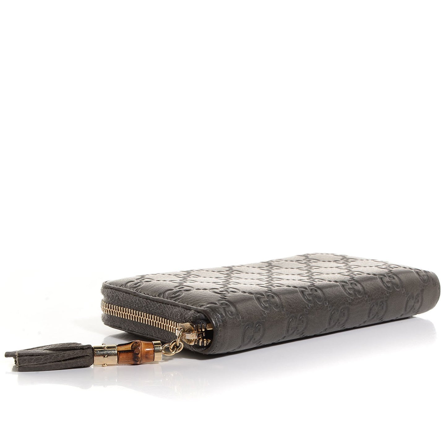 Guccissima Bamboo Tassel Zip Around Wallet Grey