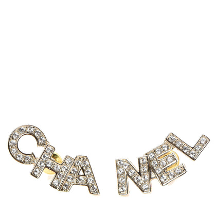 Chanel Crystal Pearl Signature Stud Earrings Gold 1 of 5