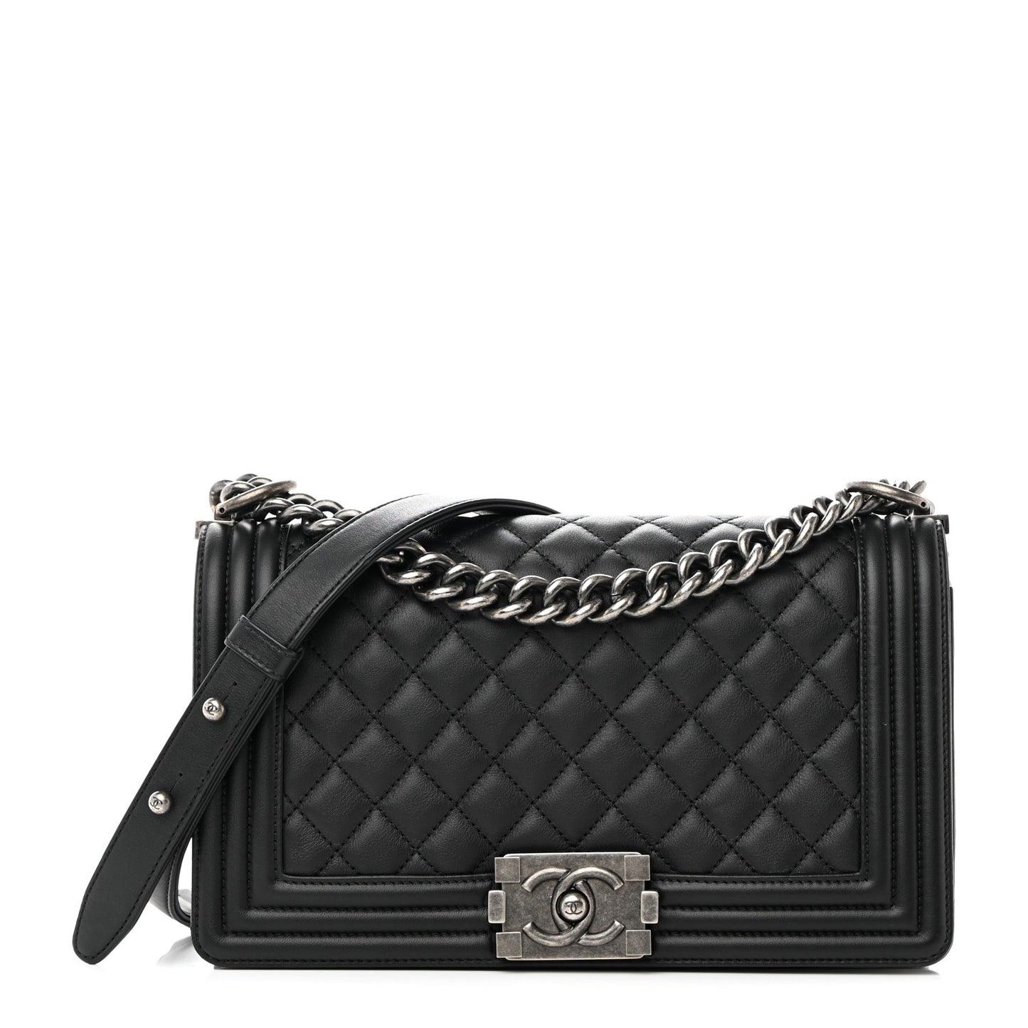 Calfskin Quilted Medium Boy Flap Black
