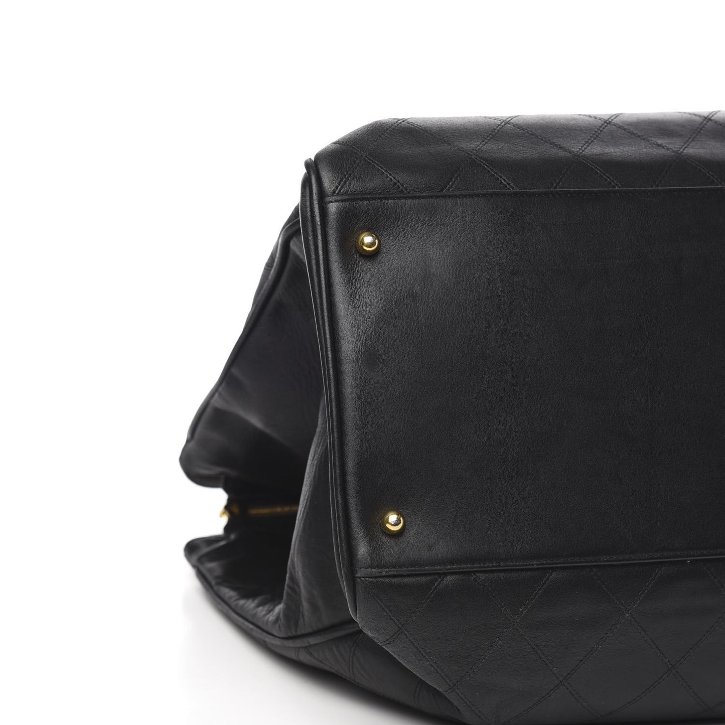Calfskin Stitched Shopper Tote Black