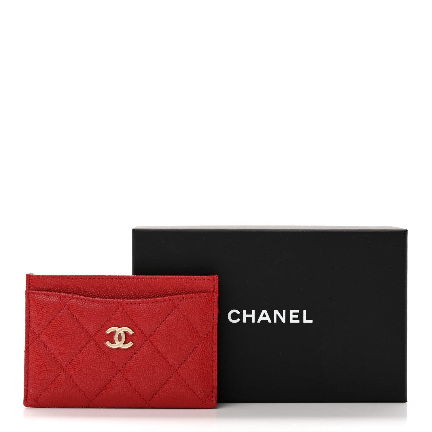 Chanel Caviar Quilted Card Holder Red 10 of 10