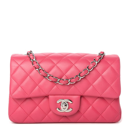 Chanel Lambskin Quilted Mini Rectangular Flap Dark Pink 1 of 10