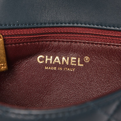 Chanel Lambskin Quilted Two Tone Day Flap Navy Turquoise 6 of 7