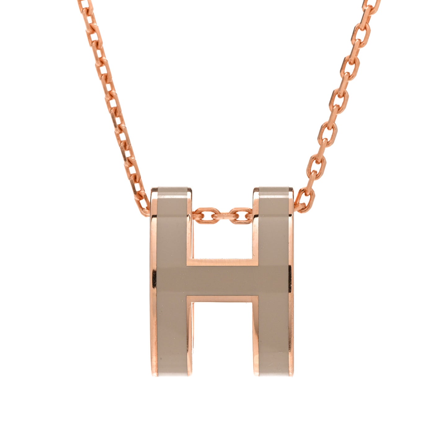 Lacquered Rose Gold Pop H Pendant Necklace Marron Glace