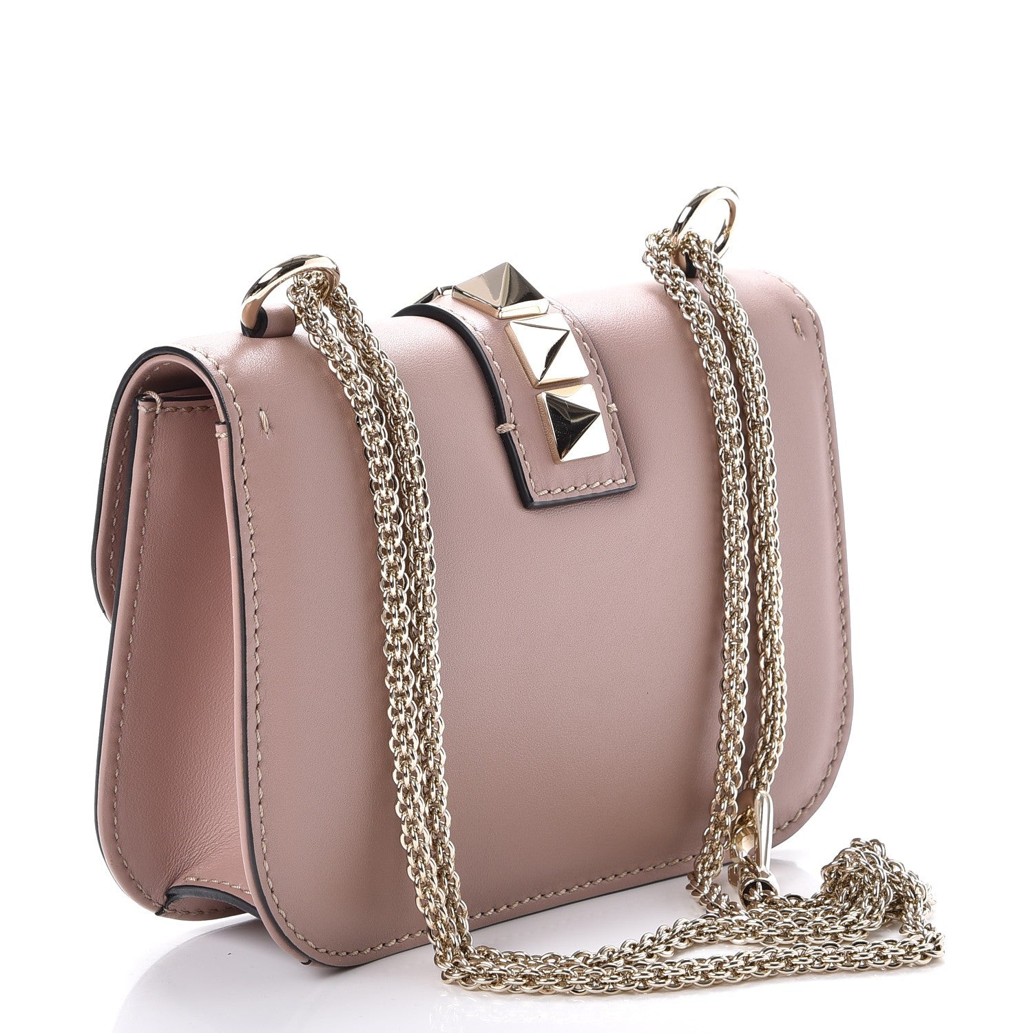 Valentino Garavani Vitello Small Glam Lock Rockstud Flap Poudre 4 of 8