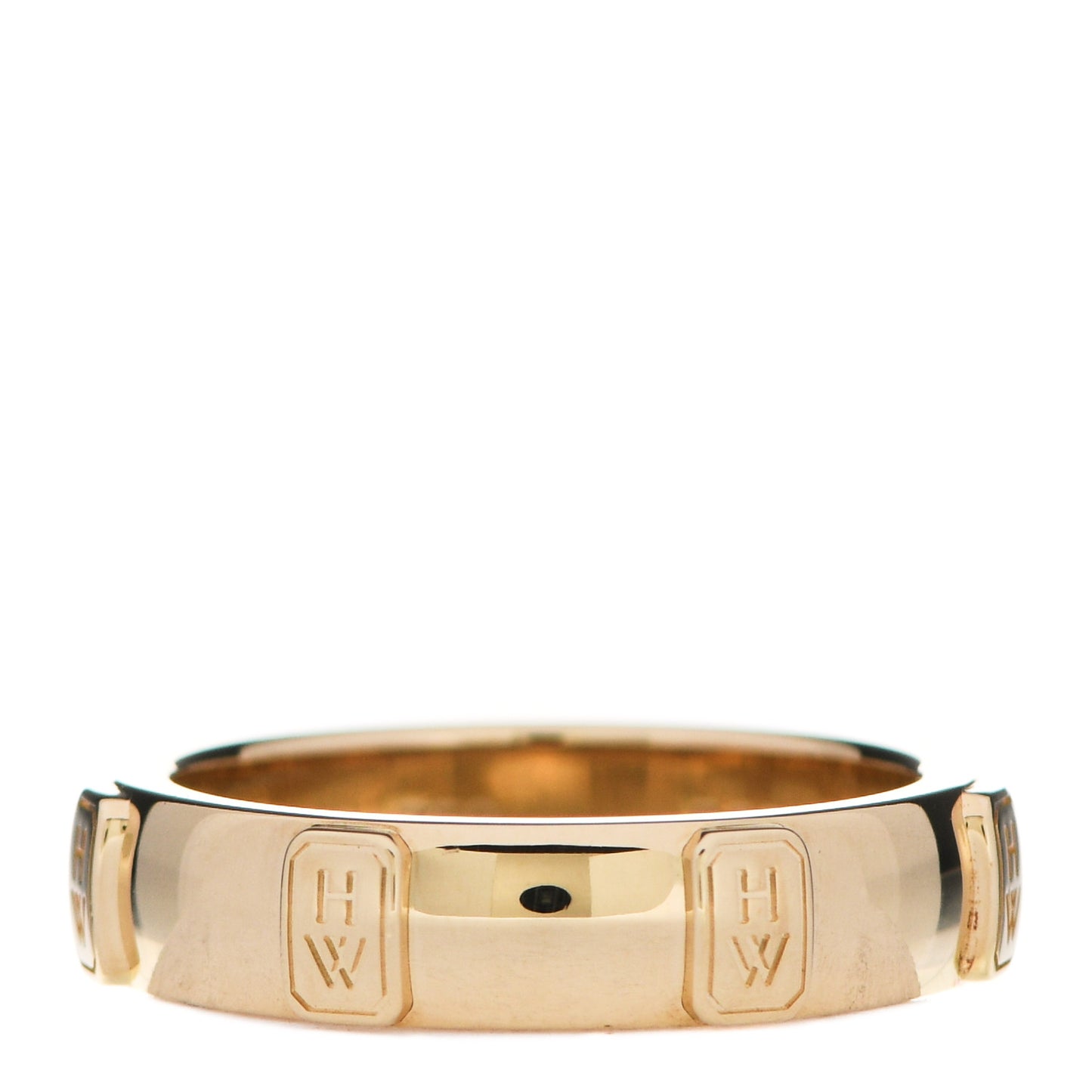 18K Yellow Gold Diamond HW Logo Single Diamond Band Ring 50 5.5