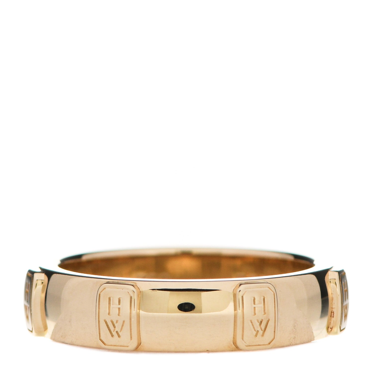 Harry Winston 18K Yellow Gold Diamond HW Logo Single Diamond Band Ring 50 5.5 3 of 7