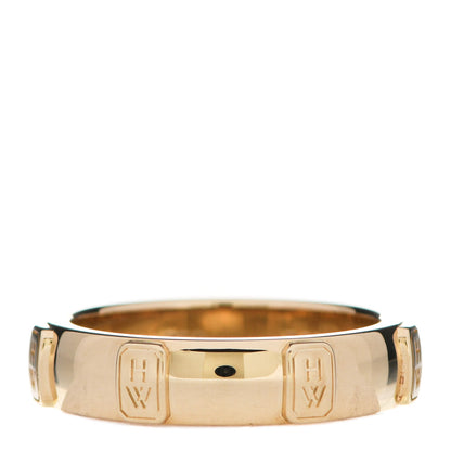 Harry Winston 18K Yellow Gold Diamond HW Logo Single Diamond Band Ring 50 5.5 3 of 7