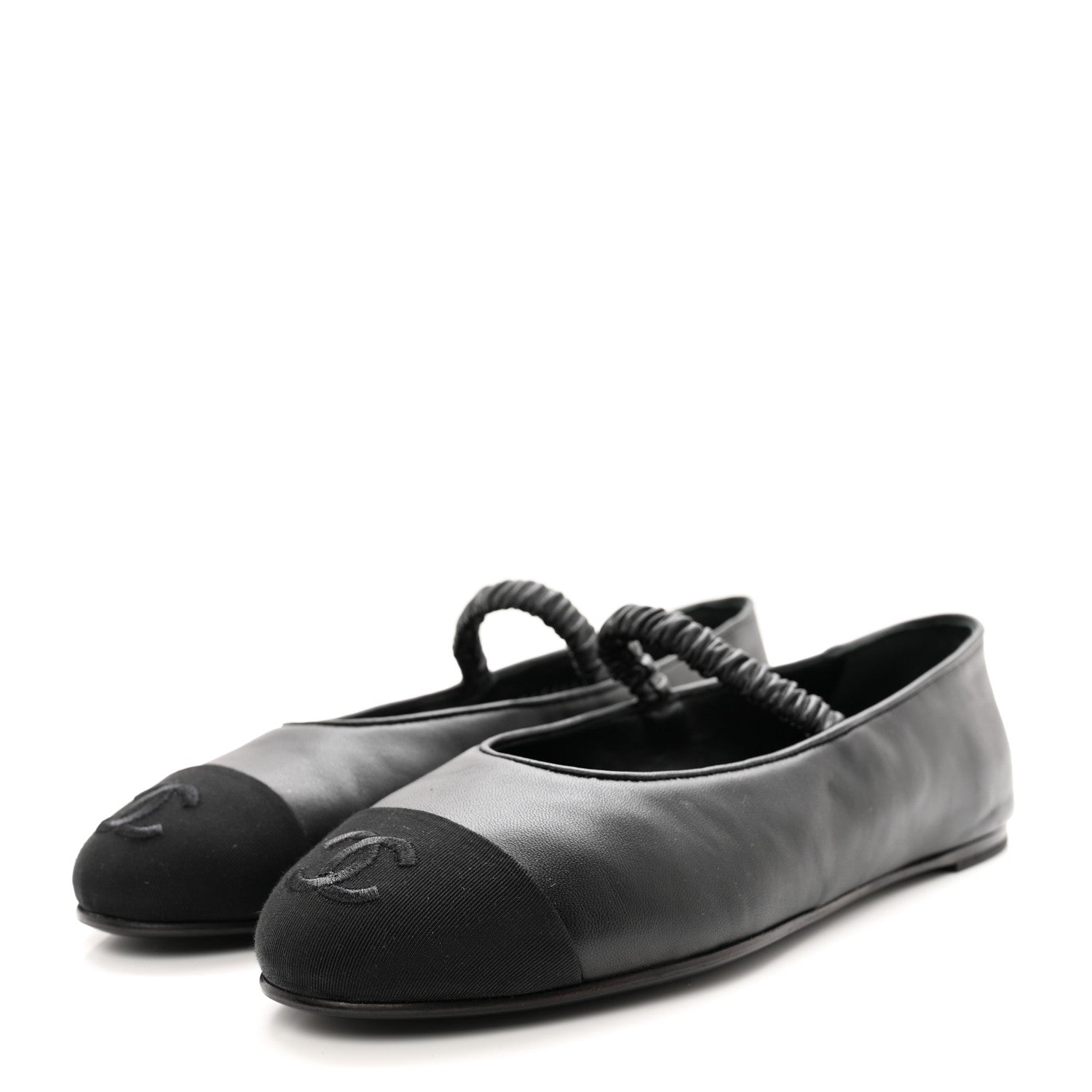 Chanel Lambskin Grosgrain Cap Toe CC Ballerina Flats With Leg Warmers 36 Black 4 of 17