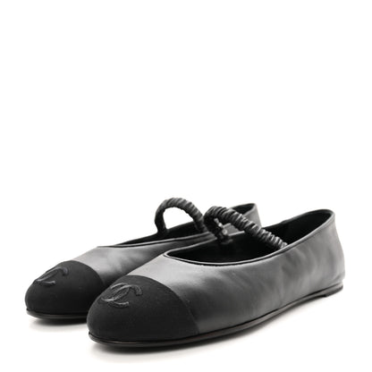 Chanel Lambskin Grosgrain Cap Toe CC Ballerina Flats With Leg Warmers 36 Black 4 of 17