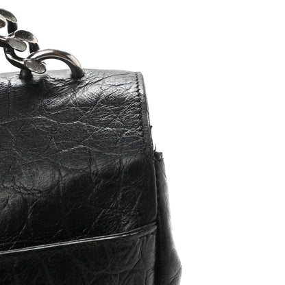 Saint Laurent Calfskin Crocodile Embossed Large College Monogram Satchel Black 11 of 12