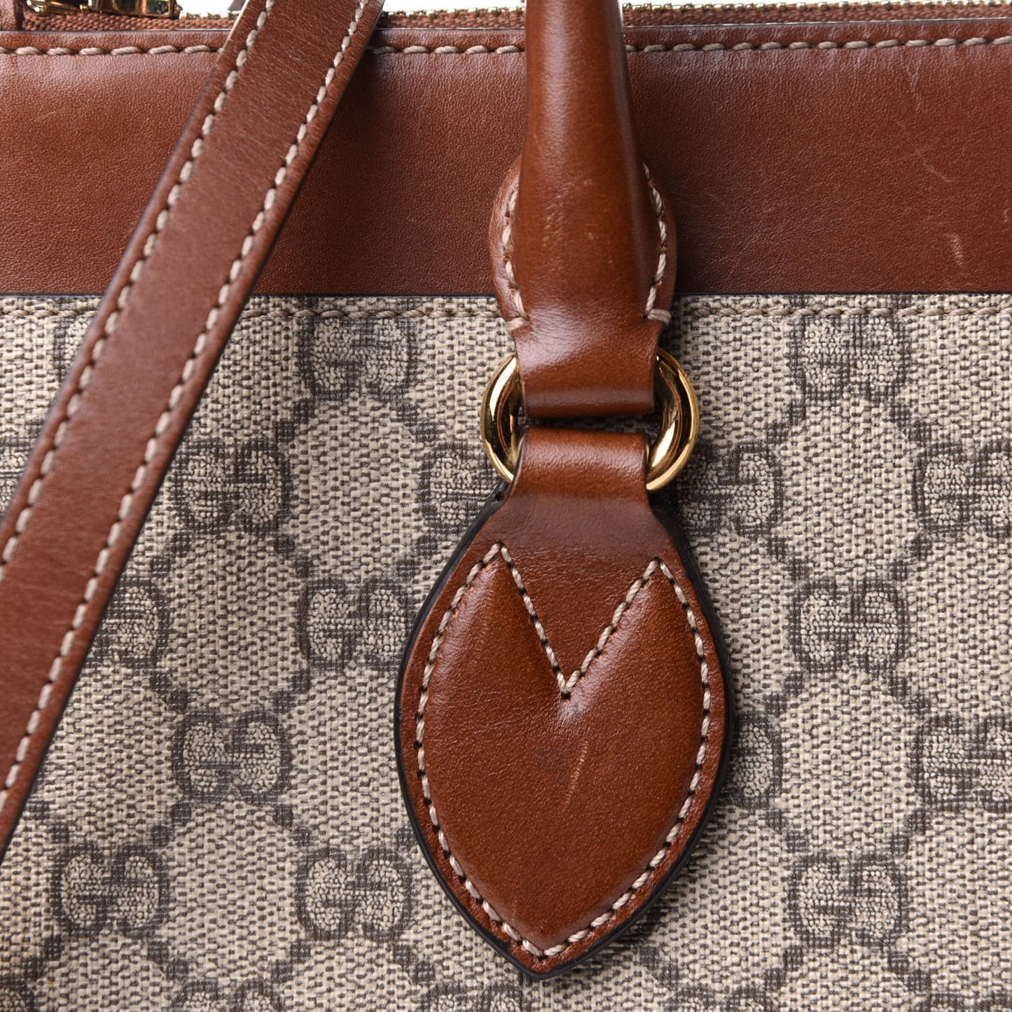 GG Supreme Monogram Medium Zip Top Tote Brown