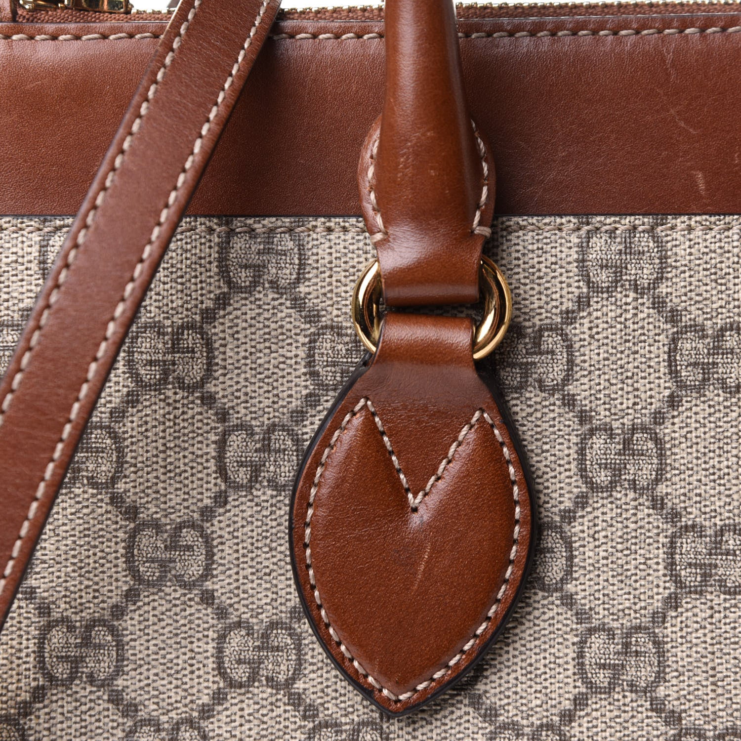 Gucci GG Supreme Monogram Medium Zip Top Tote Brown 9 of 13