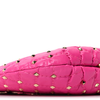 Valentino Garavani Nappa Small Rockstud Spike Hobo Fuxia 8 of 9