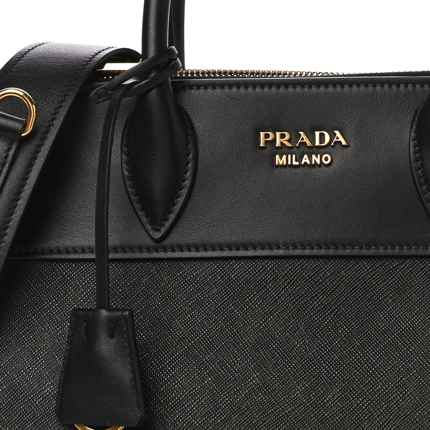 Saffiano City Calfskin Small Paradigme Bag Black