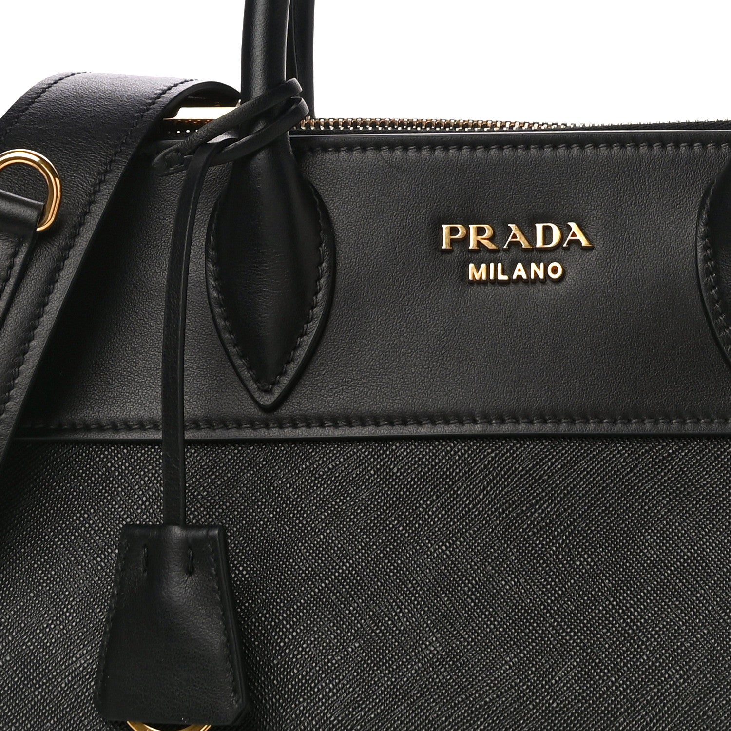 Prada Saffiano City Calfskin Small Paradigme Bag Black 7 of 9