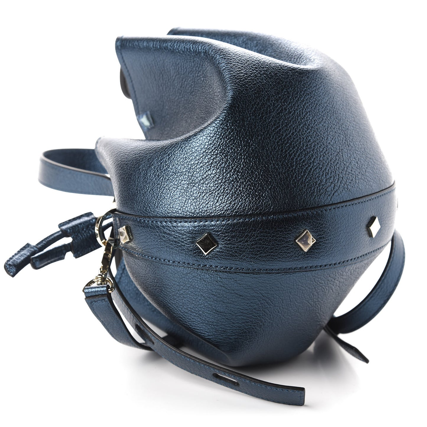 Metallic Goatskin Candy Drawstring Bucket Bag Green