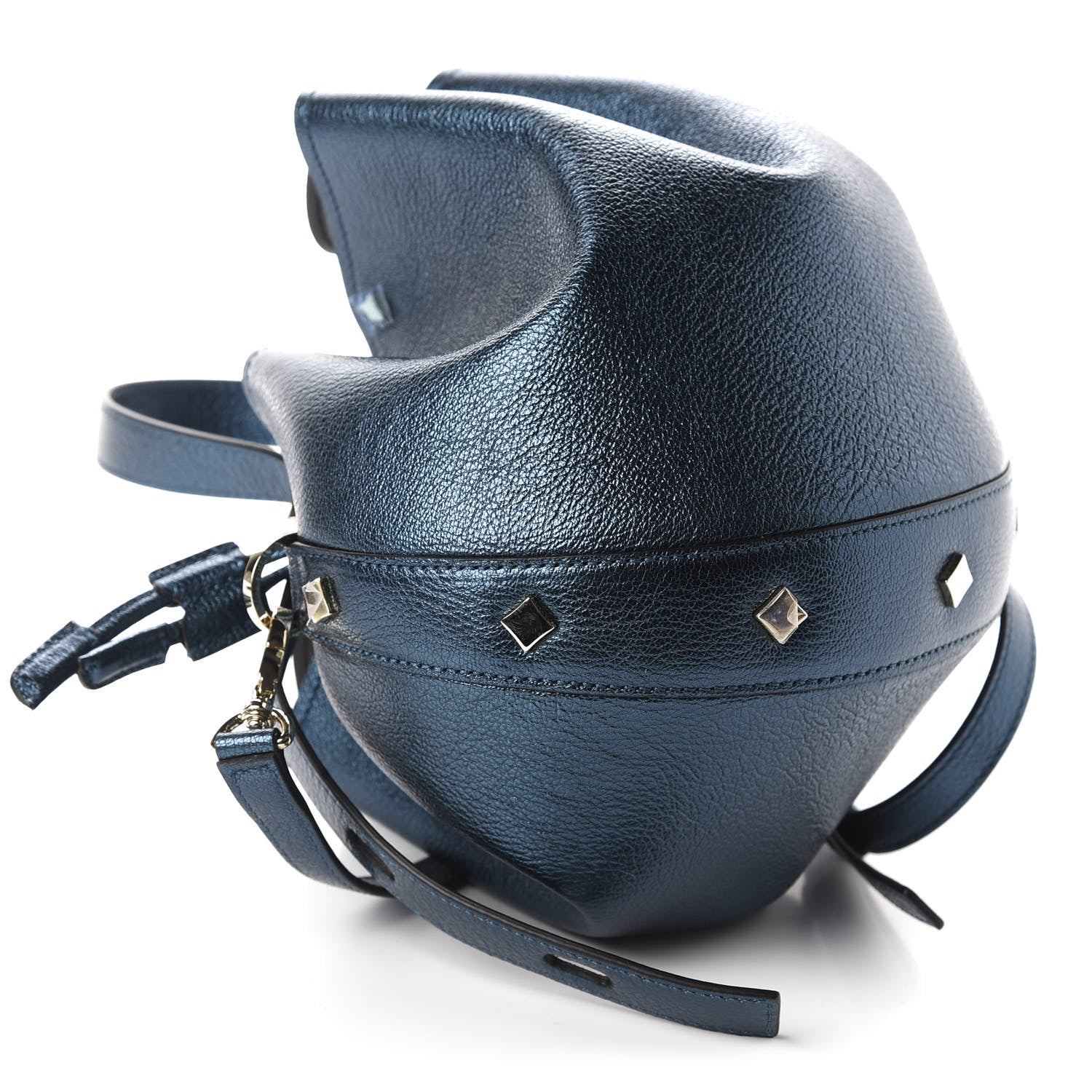 MCM Metallic Goatskin Candy Drawstring Bucket Bag Green 4 of 11