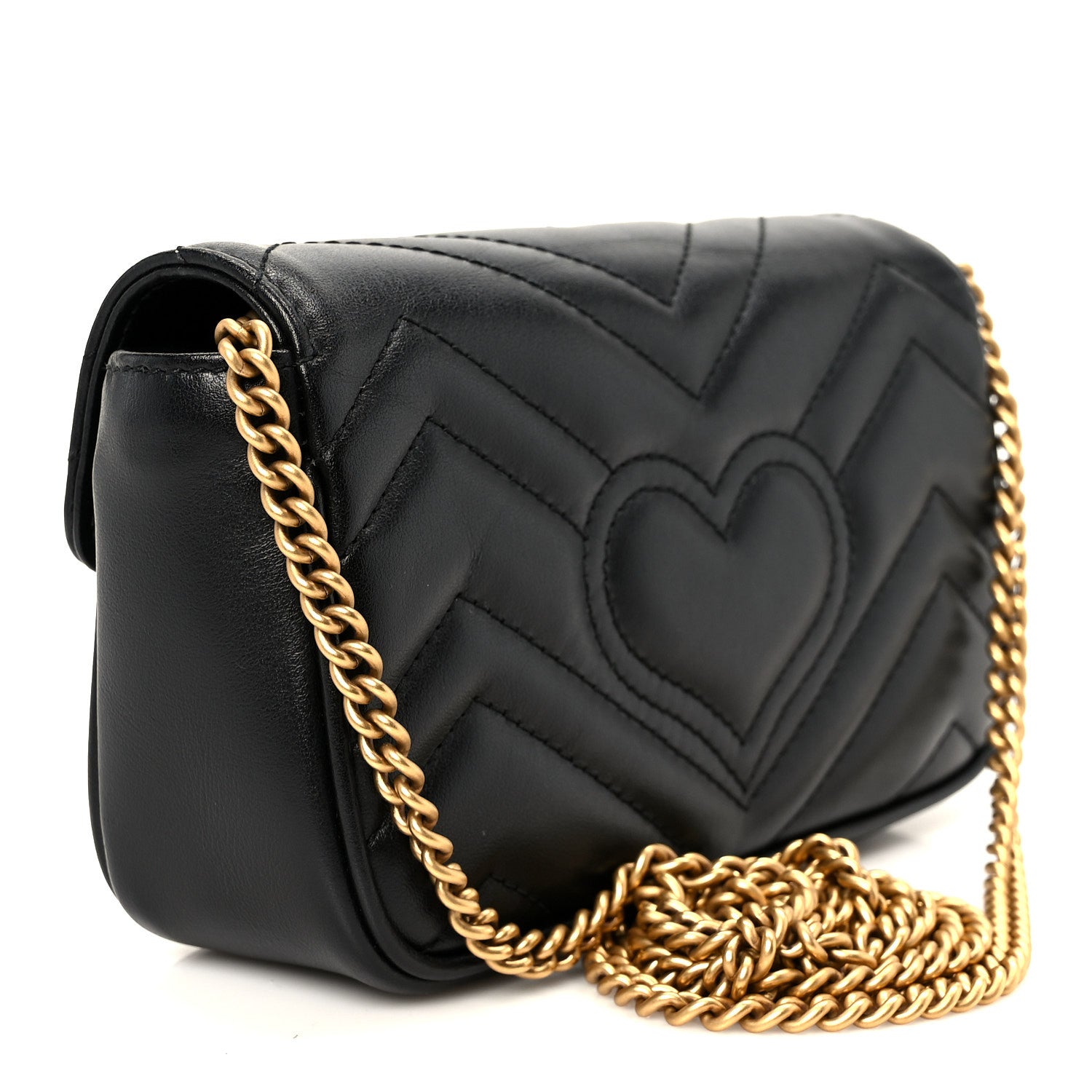 Gucci Calfskin Matelasse Super Mini GG Marmont Shoulder Bag Black 2 of 10