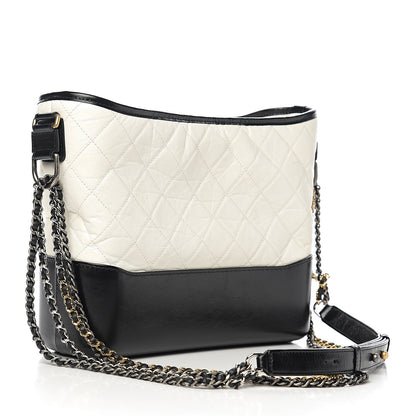 Chanel Aged Calfskin Quilted Medium Gabrielle Hobo Black White 2 of 9
