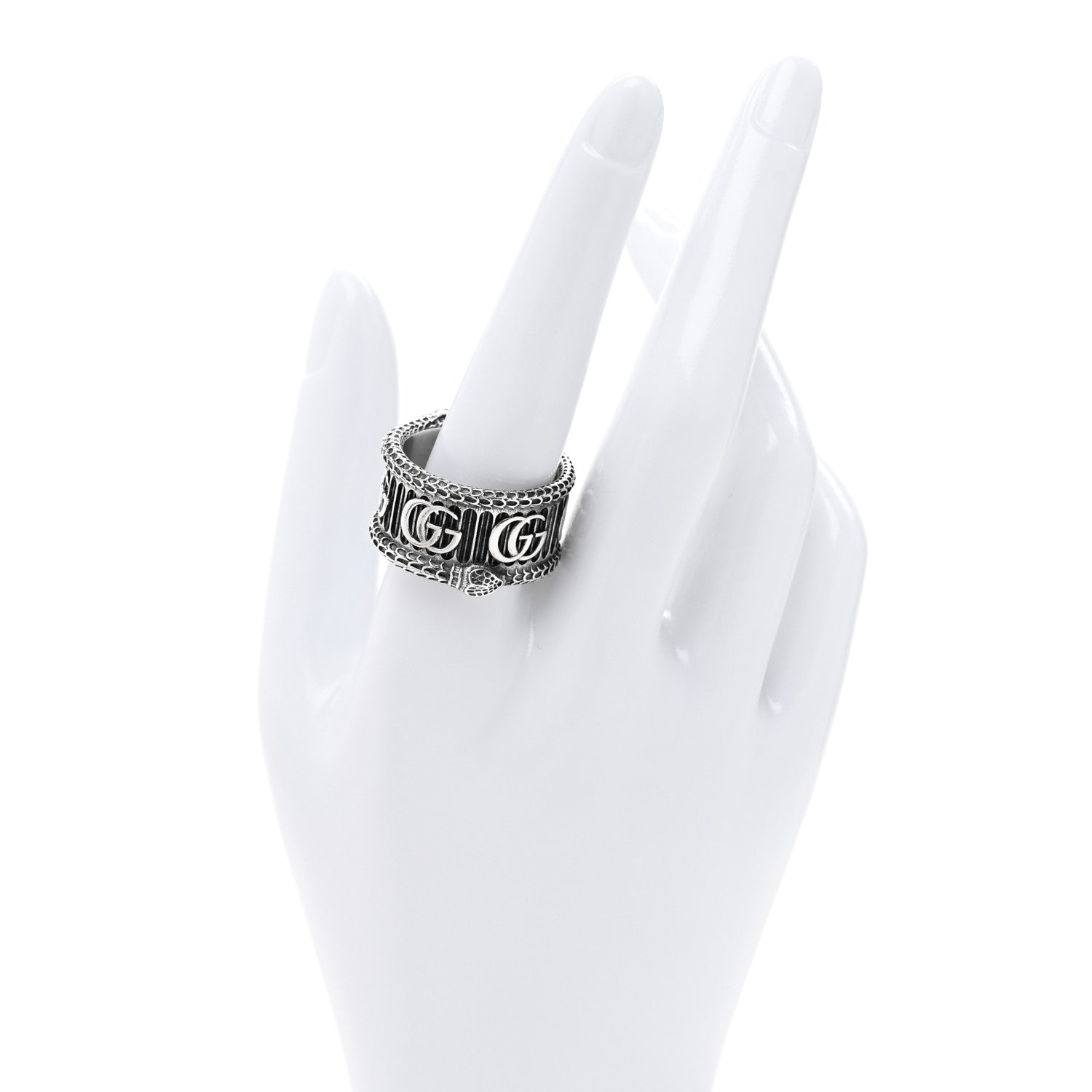Gucci Sterling Silver GG Marmont Snake Band Ring 64 10.75 2 of 4