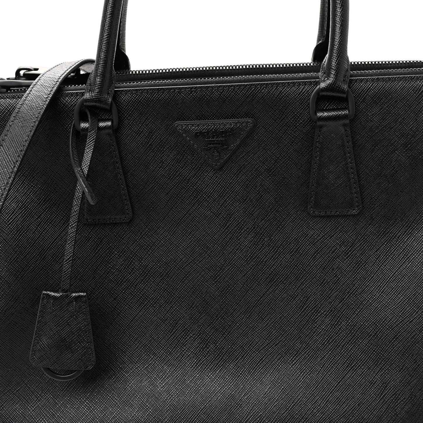 Saffiano Lux Monochrome Large Galleria Double Zip Tote Black