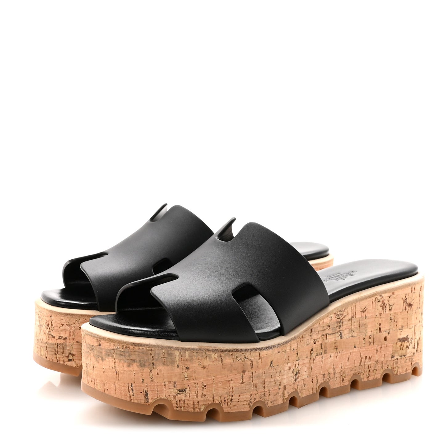 Calfskin Cork Eze 30 Sandals 35 Black