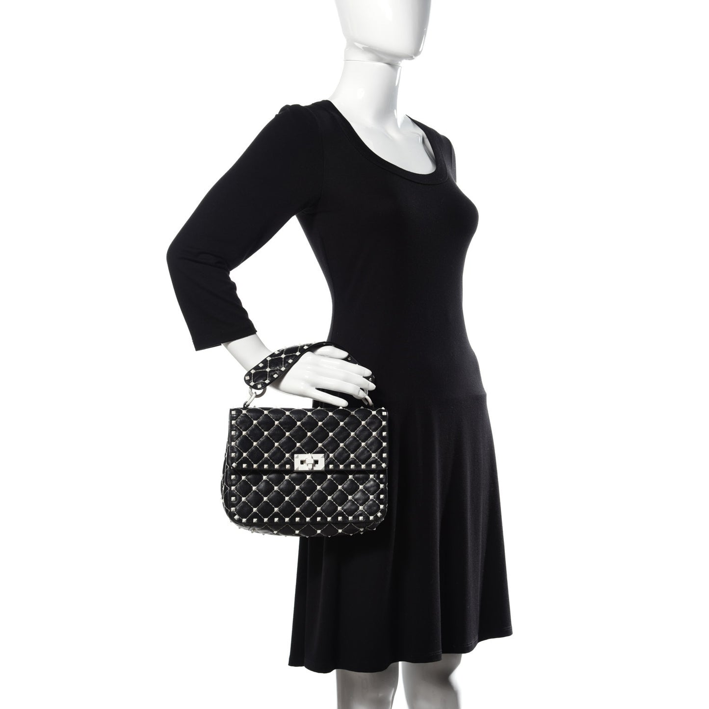 Lambskin Medium Free Rockstud Spike Shoulder Bag Black