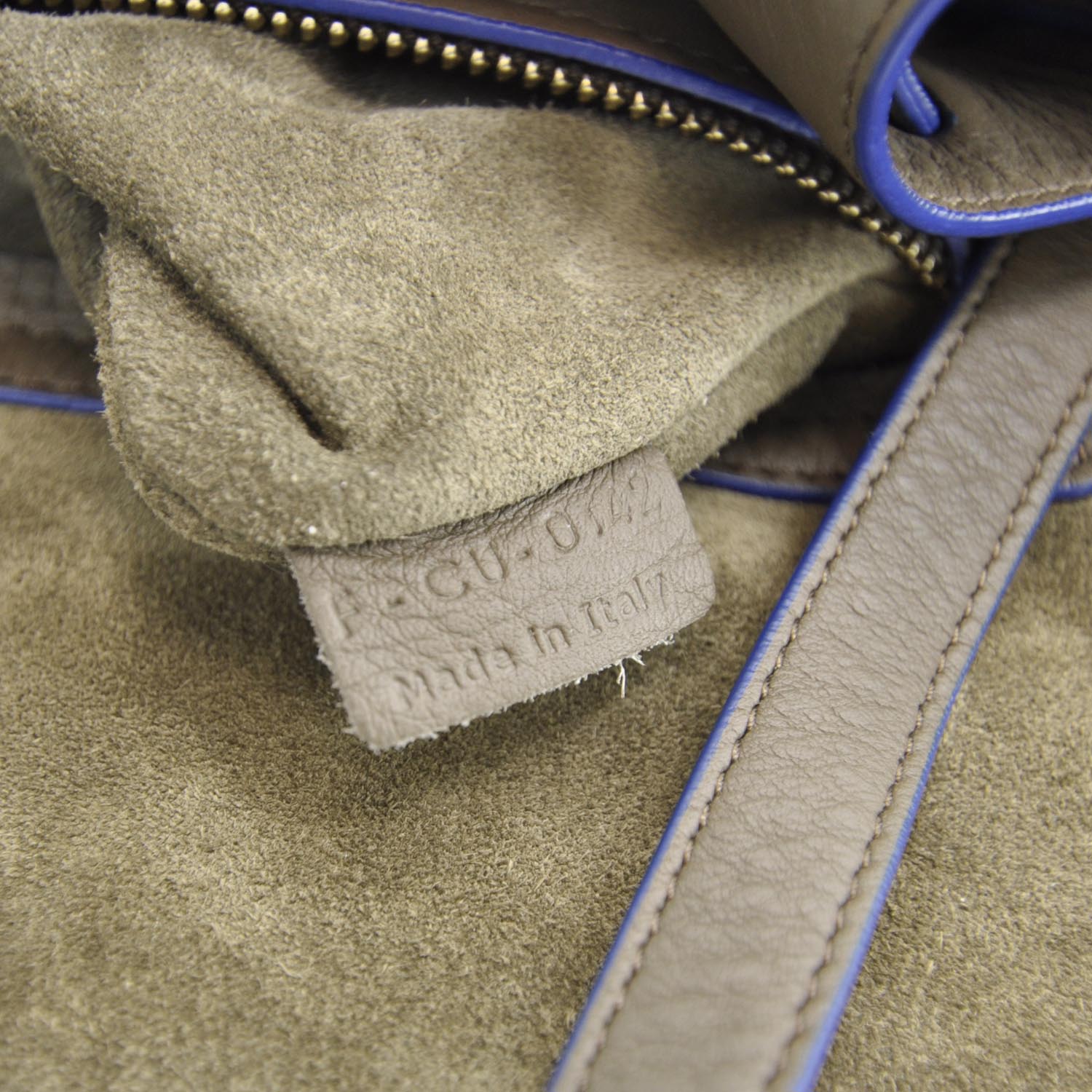 Celine Smooth Calfskin Medium Phantom Luggage Khaki Cobalt Trim 10 of 10