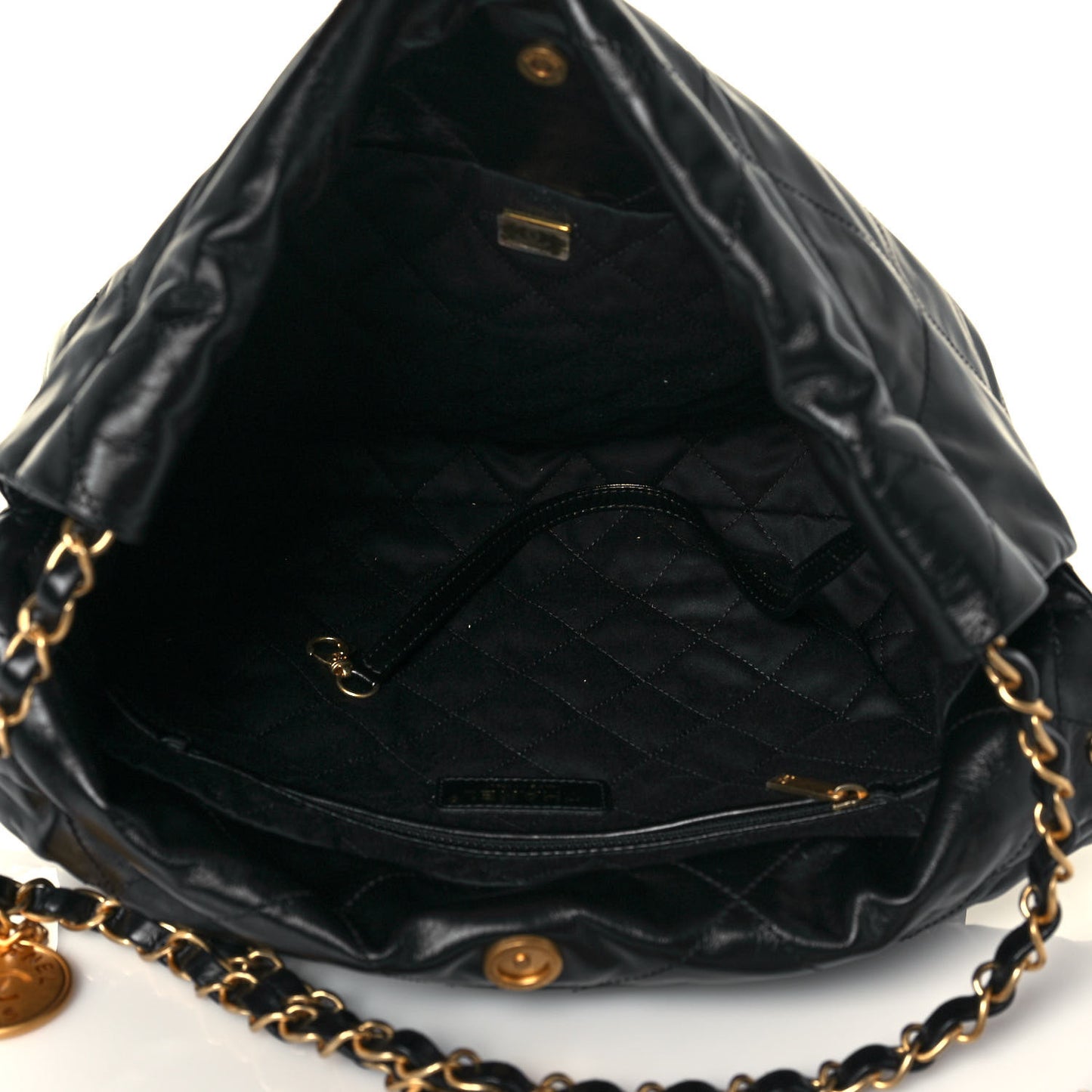 Shiny Calfskin Quilted Small Chanel 22 Black