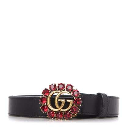 Gucci Calfskin Crystal Double G 30mm Belt 85 34 Black 1 of 4