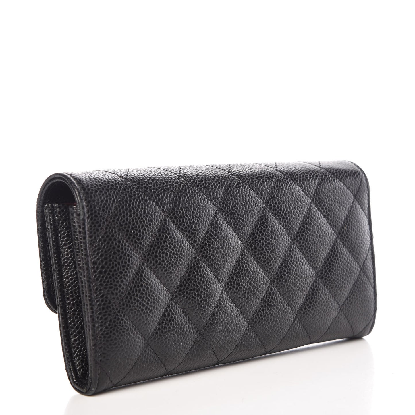 Caviar Quilted Large Flap Wallet Black