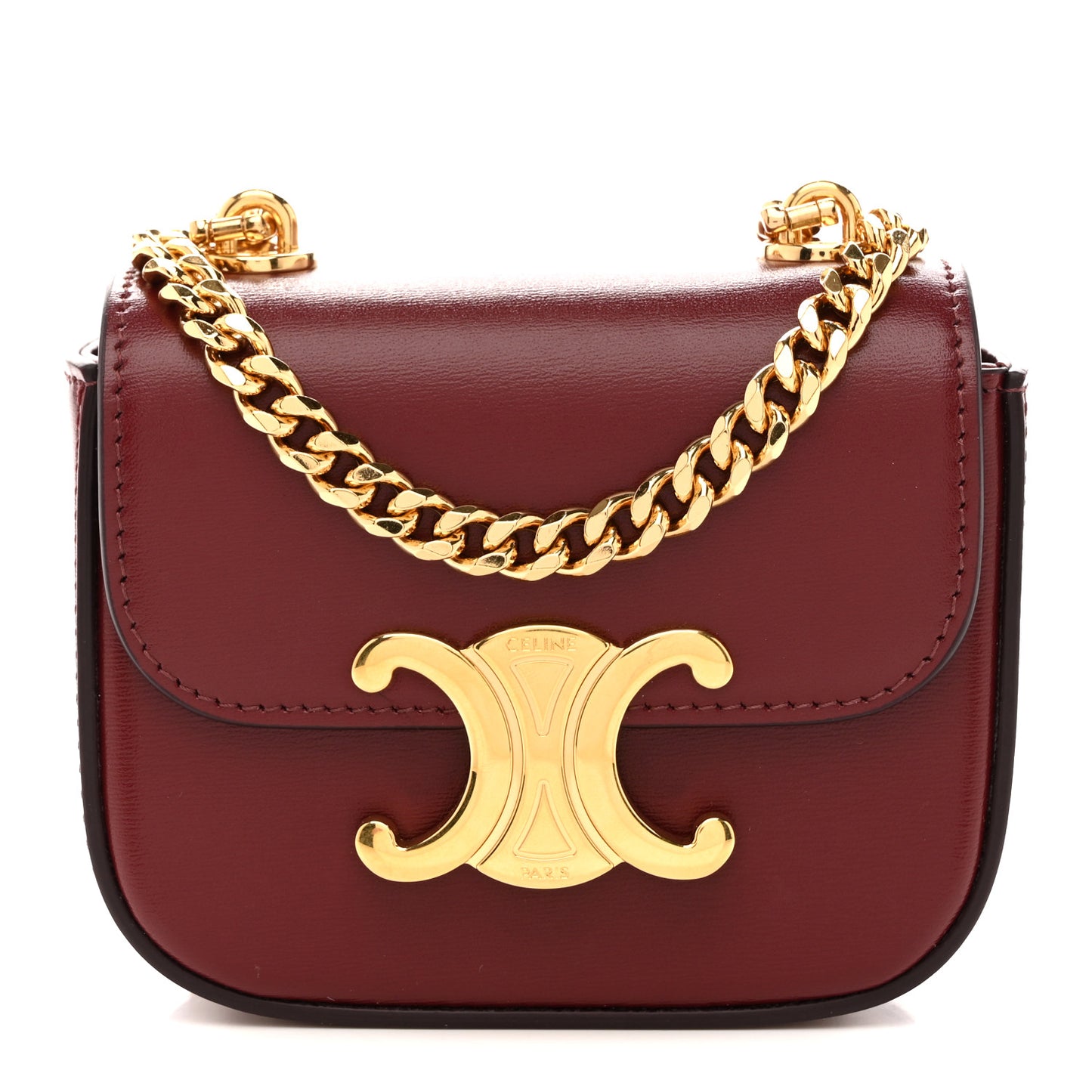 Shiny Calfskin Mini Chain Claude Burgundy