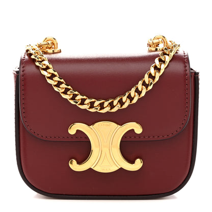 Celine Shiny Calfskin Mini Chain Claude Burgundy 1 of 11