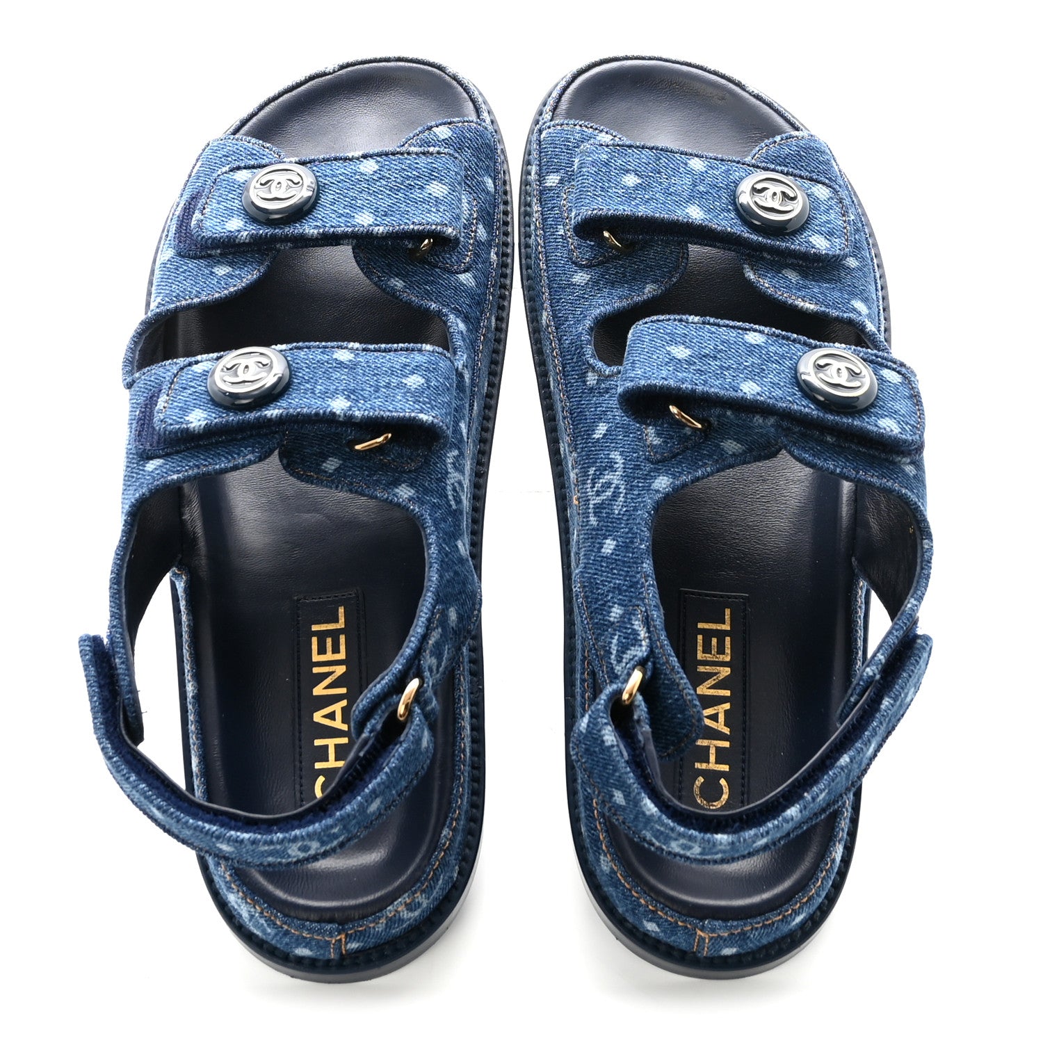 Chanel Printed Denim CC Dad Sandals 40 Dark Blue 2 of 10