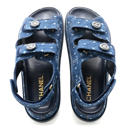 Chanel Printed Denim CC Dad Sandals 40 Dark Blue 2 of 10