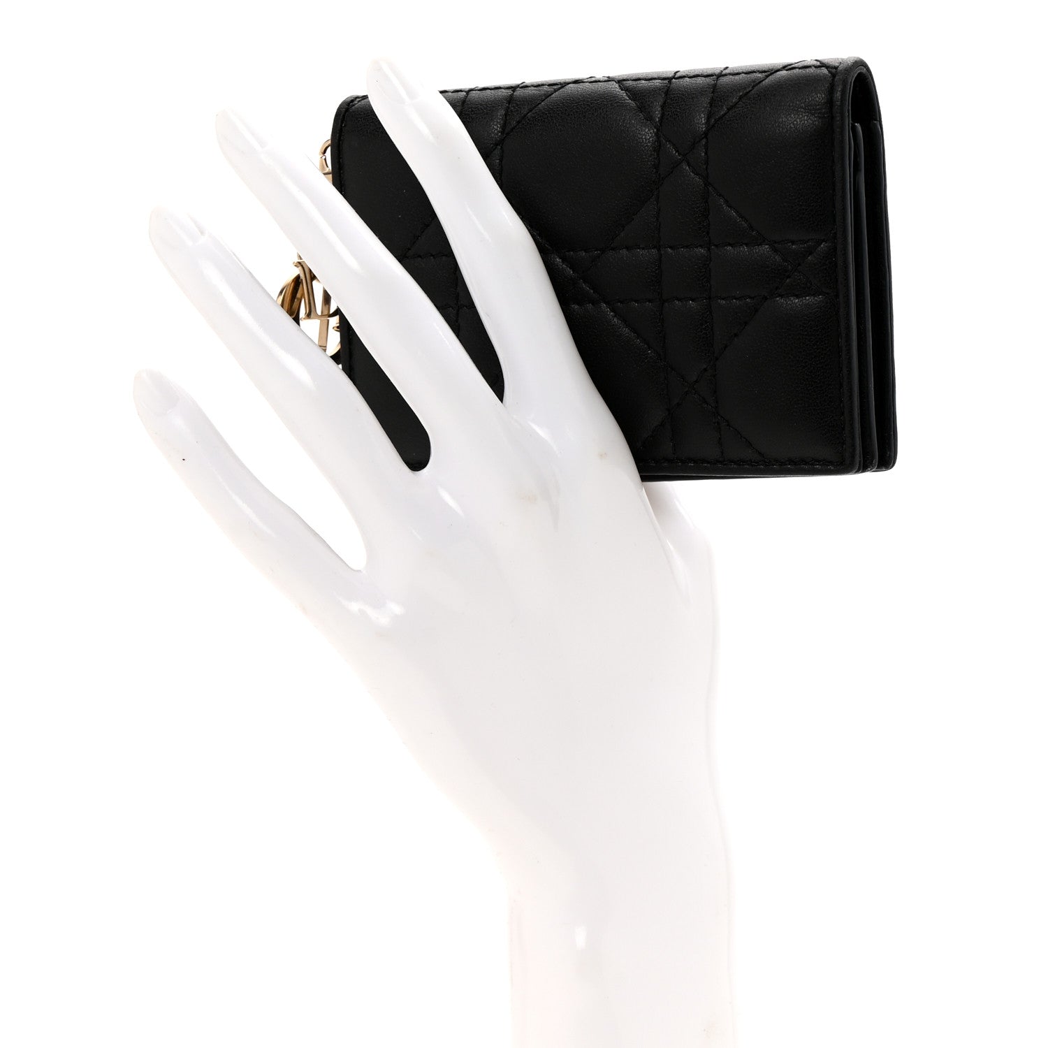 Christian Dior Lambskin Cannage Small Lady Dior Flap Card Holder Black 2 of 10
