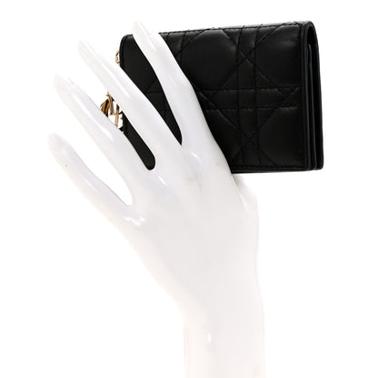 Christian Dior Lambskin Cannage Small Lady Dior Flap Card Holder Black 2 of 10