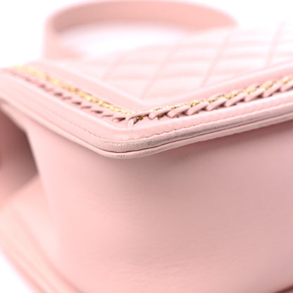 Chanel Lambskin Quilted Medium Chain Detail Boy Flap Light Pink 9 of 10