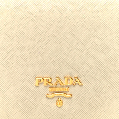 Prada Saffiano Metal Bi-Fold Wallet Cera 8 of 8