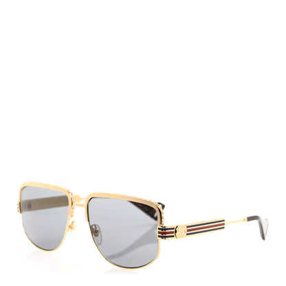 Gucci Squared Aviator Sunglasses GG0585S Gold Grey 1 of 8