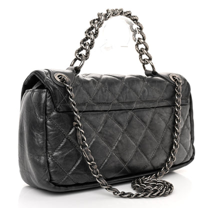 Chanel Aged Calfskin Quilted Small Pondichery Flap Dark Grey 3 of 12