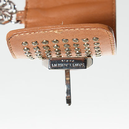 Saint Laurent Calfskin Studded Christa Ankle Cuff Sandals 37 Beige 14 of 14
