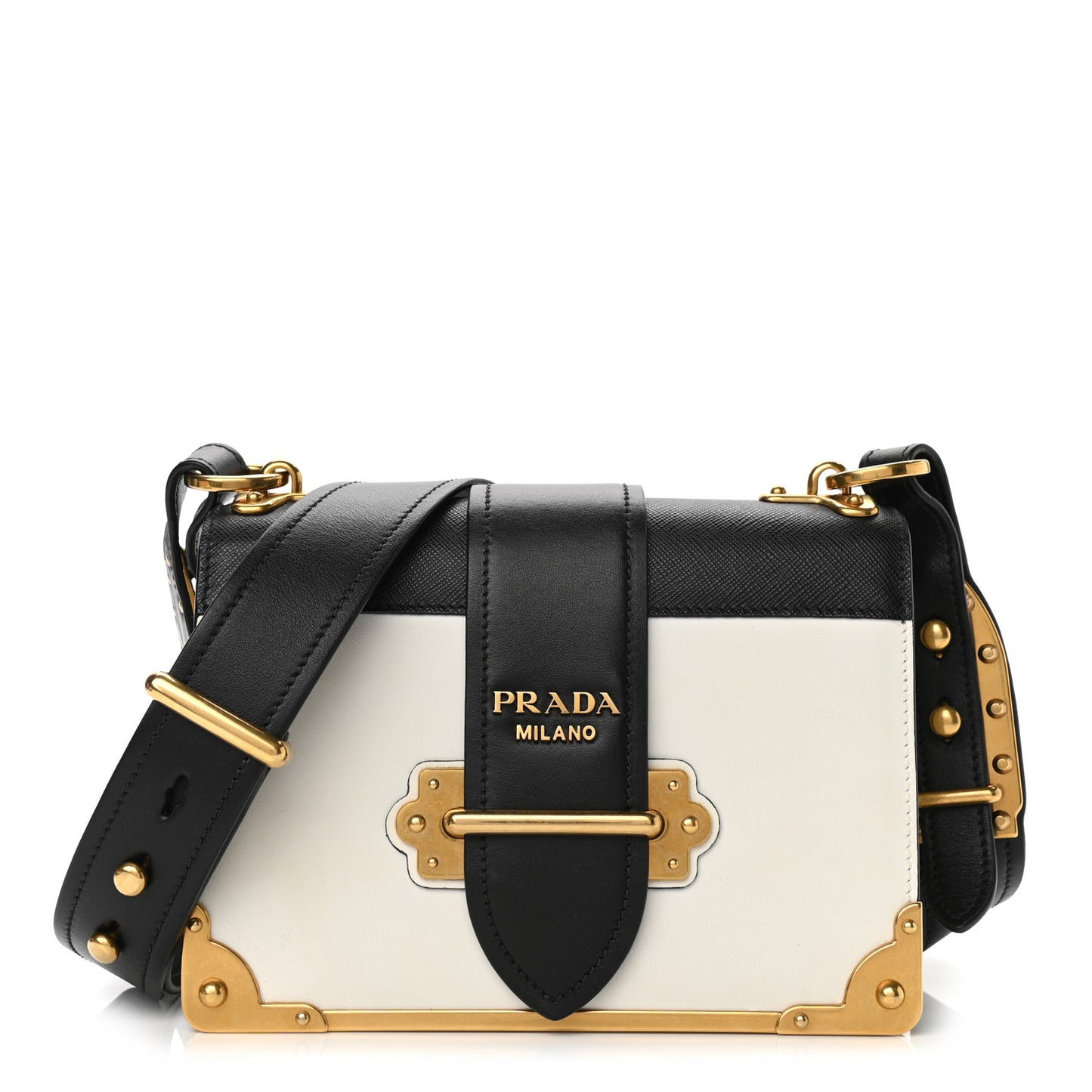 City Calf Saffiano Large Cahier Bag White Black