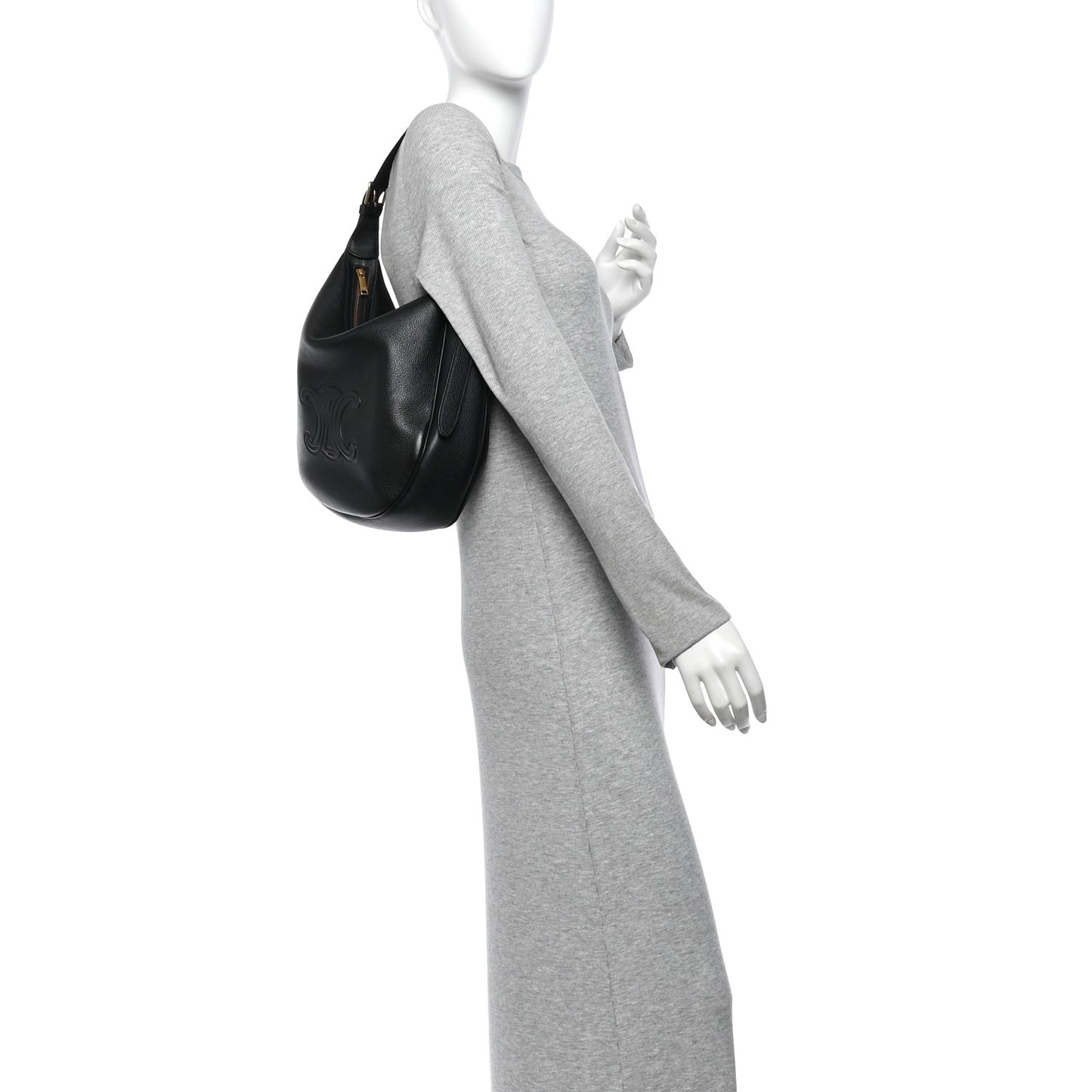 Supple Calfskin Cuir Triomphe Medium Heloise Shoulder Bag Black