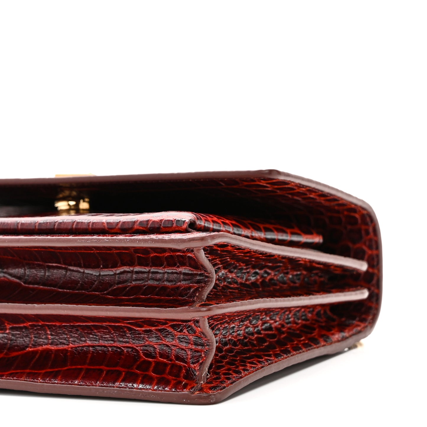 Calfskin Crocodile Embossed Medium Monogram Sunset  Amber